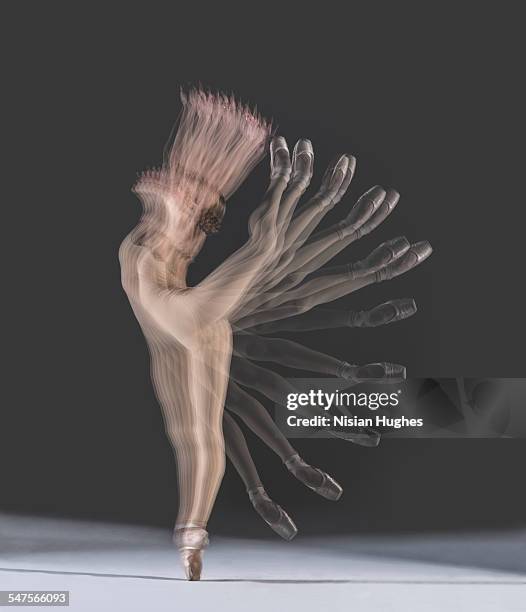 multiple exposure image of ballerina - ballett stock-fotos und bilder