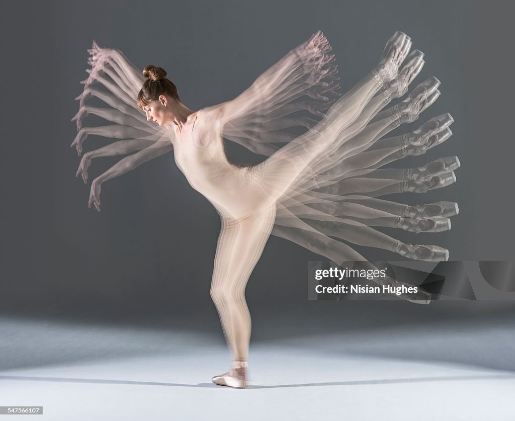 Multiple exposure image of ballerina moving