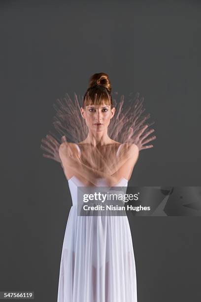 multiple exposure portrait of ballerina - topknot stock pictures, royalty-free photos & images