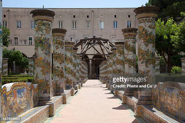 cloister of cloister santa chiara - cloister stock pictures, royalty-free photos & images