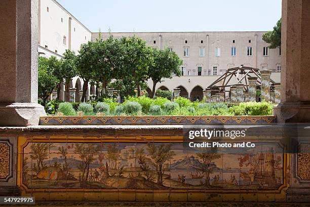 cloister of cloister santa chiara - cloister stock pictures, royalty-free photos & images