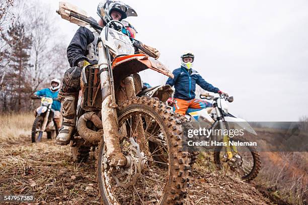 portrait of motocross riders, outdoors - scrambling fotografías e imágenes de stock