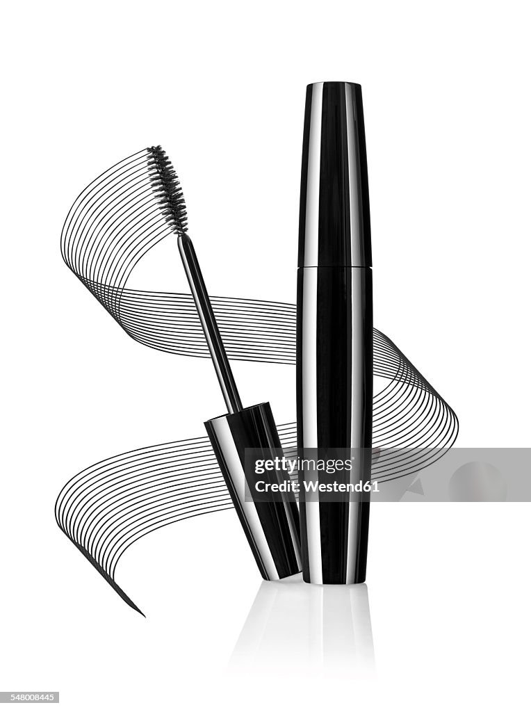Black mascara in front of white background