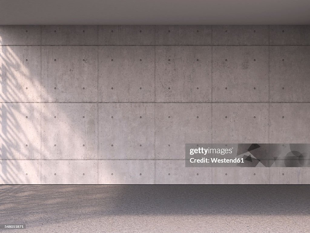 Empty room with concrete wall and floor, 3D Rendering