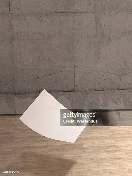 blank sheet of paper falling to wooden floor - gleiten stock-grafiken, -clipart, -cartoons und -symbole