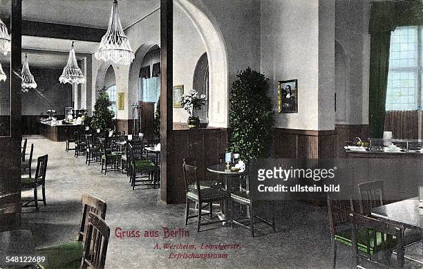 Erfrischungsraum / Restaurant für Kunden colorierte Postkarte ca 1908
