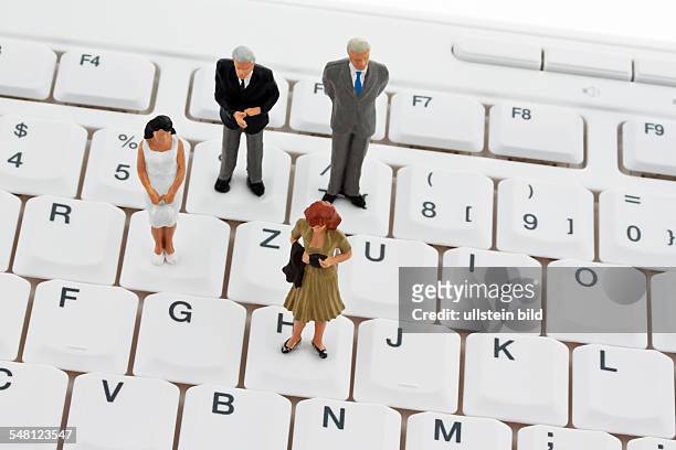 Models on a computer keyboard
