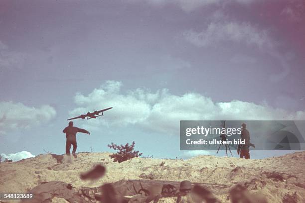 World War II Lapland Front : German position in the polar region; on the sky a German Do-17 aircraft - 1943 - Photographer: ullstein - Sachse -