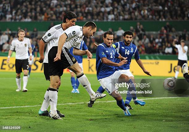 Germany North Rhine-Westphalia Cologne - UEFA EURO 2012, qualifying round, Group A, Germany v Azerbaijan 6:1 - Germany's Heiko Westermann scoring his...