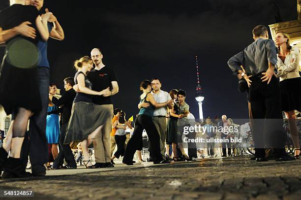 Federal Republic of Germany Berlin Mitte - tango dancer at "Hit and Run - Tango, a tango flashmob event at the Bebelplatz, initialising by the tango...