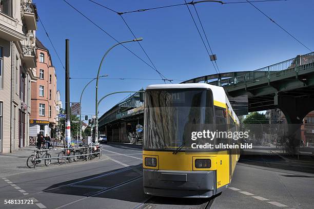 Germany Berlin Prenzlauer Berg - tram line M1 at Schoenhauser Allee am U-Bahnhof Eberswalder Strasse