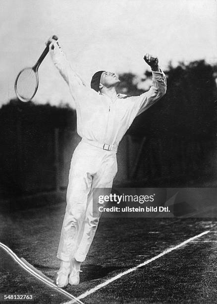 Jean Borotra - tennis player, sportsman, F *13.08.1898-+ the men's single world champion - Portrait of Borotra, playing tennis - ca. 1924 - Published...
