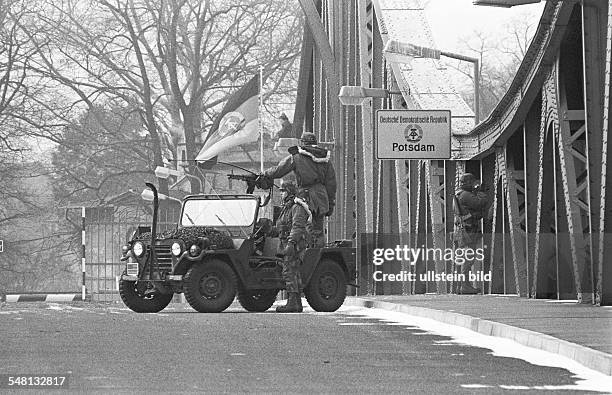 Exchange of Spies in the Cold War The 'Glienicker Bruecke ' - referred to as 'Bridge of Spies' by reporters - prior to an exchange of a Russian...