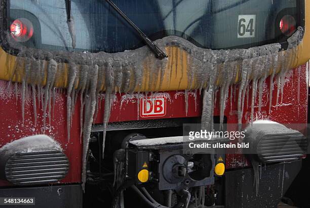 Germany Berlin Mitte - S-Bahn train with icicles