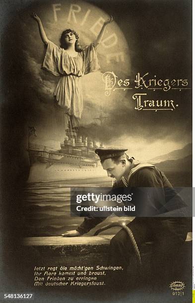 Germany : German postcards sent from the front during World War I Postcard with the inscription 'The Warriors Dream - Peace' - 1914-1918 -