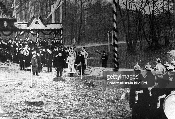 German Empire Kingdom Prussia Berlin Berlin The crown prince Frederick William of Prussia turned the first sod of the Teltow Canal in the Park of...