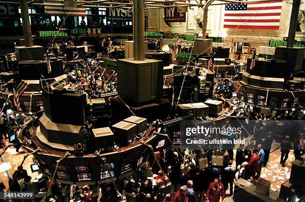 New York Stock Exchange in der Wall Street: Blick in den Börsensaal - September 1998
