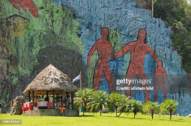 Cuba Pinar del Rio Pinar del Rio - Mural de la Prehistoria at Valle de Vinales, Artist Leovigildo Gonzalez Morillo