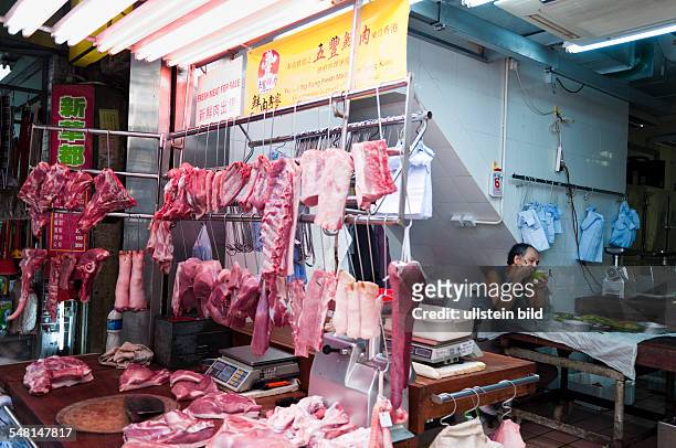 China Hongkong Kowloon - street market, meat stall