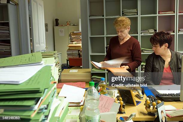 Germany, Berlin - Social Court, processing of Hartz 4 files in a office -