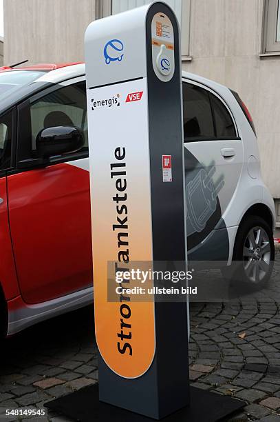 Electric car at an electricity station