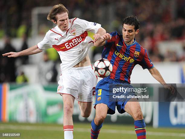 Germany Baden-Wuerttemberg Stuttgart - UEFA Champions League, season 2009-2010, Round of 16, 1st leg, VfB Stuttgart v FC Barcelona 1:1 - Barcelona's...