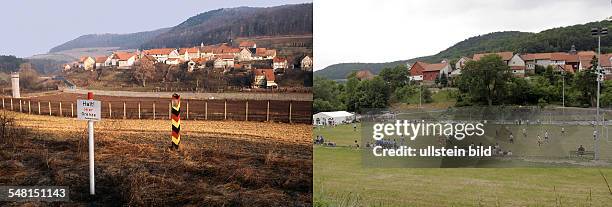 Germany Hesse - left: inner German border at Asbach right: soccer tournament at the former inner German border line at Asbach - 17th June 2006...