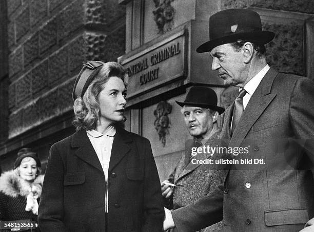 Kerr, Deborah *-+ Schauspielerin, GB - mit Gary Cooper und Eric Portman in dem Spielfilm "Ein Mann geht seinen Weg" , Regie: Michael Andersen, USA -...