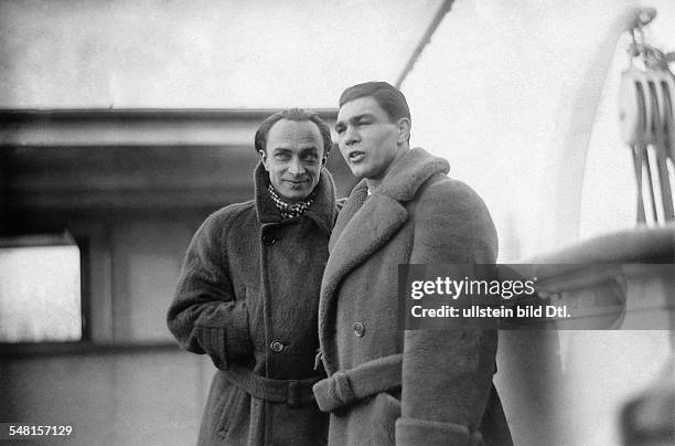 Conrad Veidt *22.01.1893-+ mit Max Schmeling an Bord des Hapagdampfers 'Deutschland' - 1929