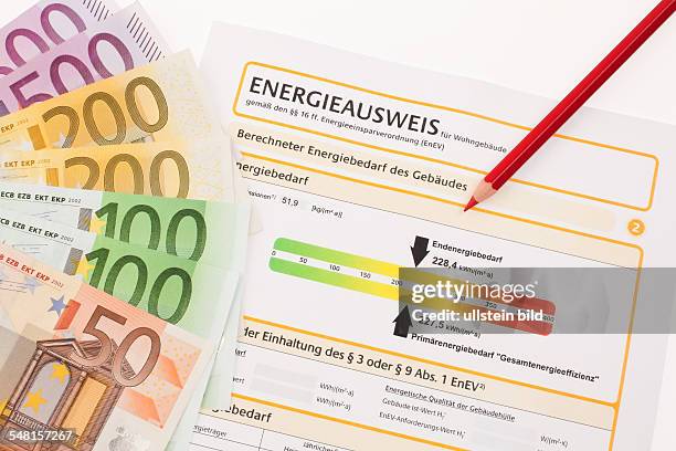 Germany - Energy Performance Certificate for privately owned home and Euro banknotes