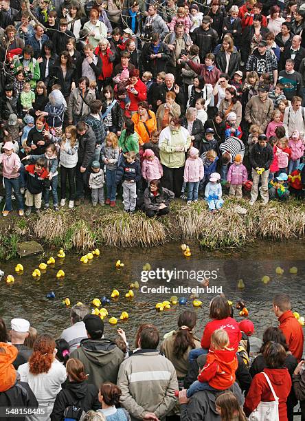 Germany Thuringia Erfurt - 16th Erfurter ducks competition on the river Gera