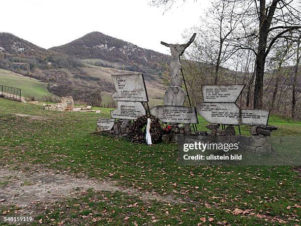 Italy Emilia-Romagna - memorial of the massacre of Marzabotto - commited 1944 by SS mechanized division, killing hundreds of civilians - the area is...