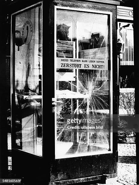 Germany Vandalism, destroyed telephone booth - 1960ies