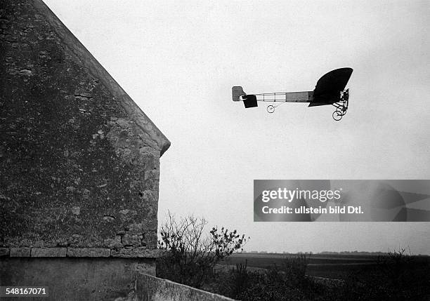 Louis Bleriot; France; pilot; in his Monoplan No. XI during his flight from Monditie to Orleans