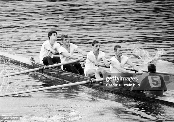 Sports, rowing, International Rowing Regatta 1966 in Duisburg, rowboat, coxed four, men, D-Duisburg, D-Duisburg-Wedau, Rhine, Ruhr area, North...