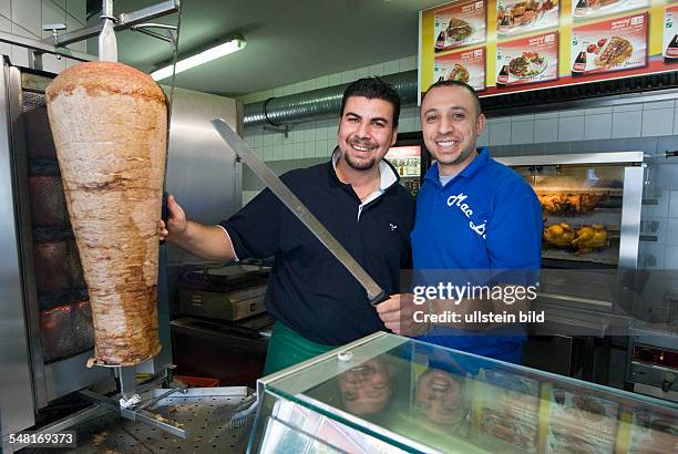 Germany Berlin Marzahn - Two men are selling doner