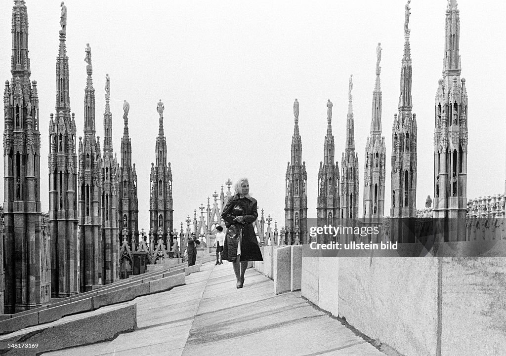 Italy, Lombardy, Milan, Milan Cathedral, Duomo di Santa Maria Nascente, Dom de Milan, Gothic, on the roof ot the cathedral - 02.10.1974