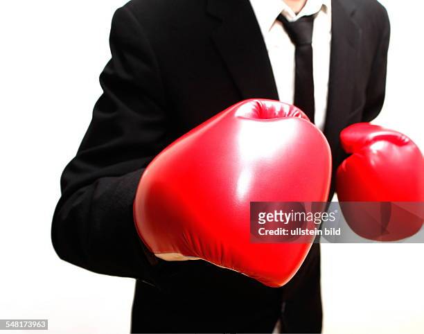 Symbolic photo fight, competition, career, business man is boxing