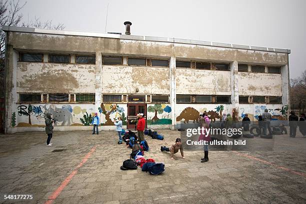 Germany Berlin Pankow - Shabby gymnasium of the 'Klecks' primary school -