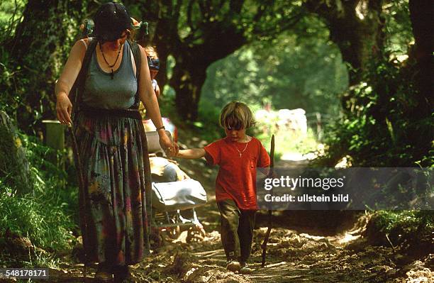 Spain - mother and son walk to Santiago de Compostella -