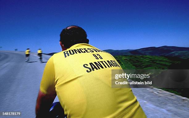 Spain - bike-pilgrim on their way to Santiago de Compostella