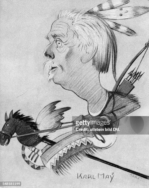 May, Karl - Writer *25.2.1842-30.3.1912+ - caricature by Georg Erler - around 1910 Vintage property of ullstein bild