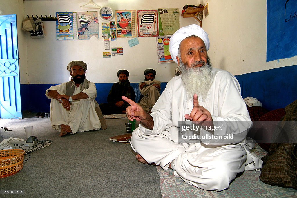 Pakistan Balochistan Quetta - Mullahwi Nur Mohammad, head of the Taliban-party "Jamjati Ulemei Islam" in the party office in Quetta. Nur Mohammad runs several Koranic schools