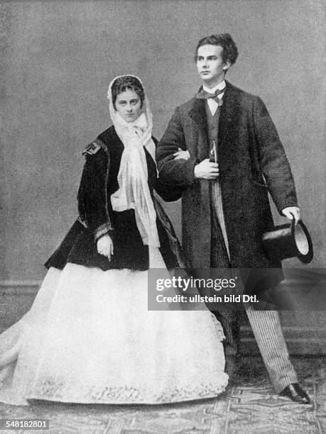 Ludwig II. Of Bavaria *25.08.1845-13.06.1886+ King of Bavaria - with his fiancee, Duchess Sophie of Wittelsbach - 1867 - Photographer: Josef Albert -...