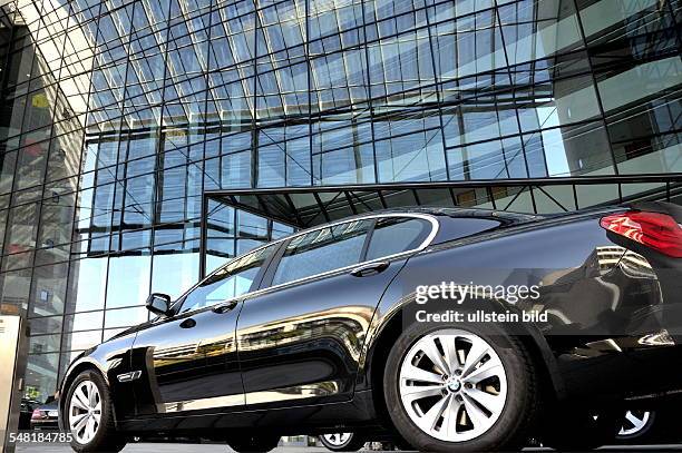 Germany Baden-Wuerttemberg Stuttgart - official car in front of the headquarters of the Landesbank Baden-Wuerttemberg LBBW