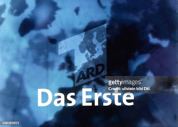 Logo der ARD, Schriftzug 'Das Erste' und die Eins vor einer Weltkarte - 1997