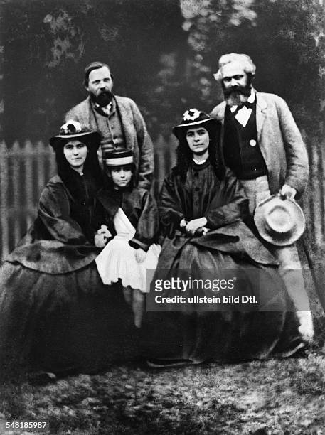 Marx, Karl - Politician, Philosopher, Revolutionalist, D *05.05.1818-14.03.1883+ - group picture of the family, with his daughters Jenny, Eleanor,...