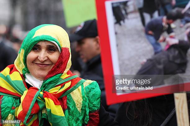Germany - Berlin - Neukoelln: Demonstration of Kurds against the policy of the Turkish govenment concerning the Kurdish minority and in remberance of...