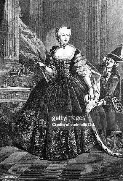 König von Preussen 1740 - 1786 - Königin Elisabeth Christine Gemahlin Friedrichs II., geb. Prinzessin von Braunschweig-Bevern. Stich n.e. Gem. V....