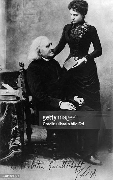 Liszt, Franz *22.10.1811-31.07.1886+ Komponist, Pianist, Dirigent, Schriftsteller, Ungarn - mit seiner Schuelerin und Pflegerin Lina Schmalhausen -...